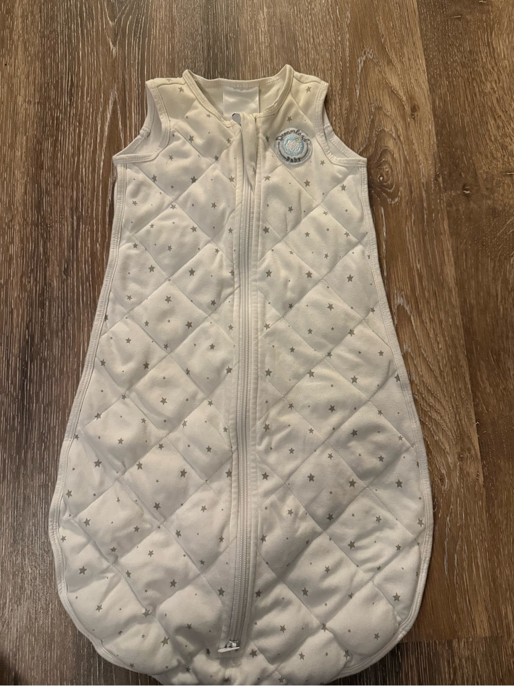 Sleeveless Quilted Baby Sleep Sack in Cream with Star Print